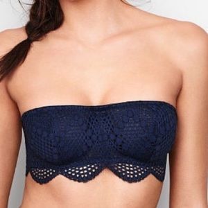 Victoria’s Secret Strapless Lace Bralette Blue